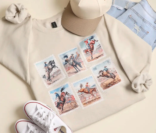 Rodeo Cowboy Postage Crewneck