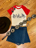 Studded Denim Skort