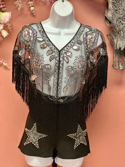 Cosmopolitan Beaded Fringe Cape