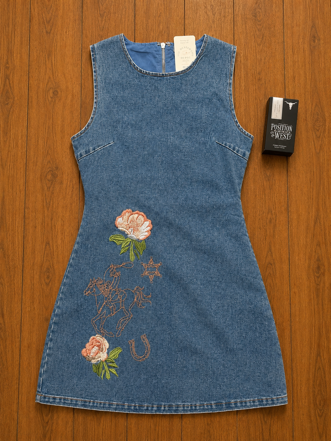 Wildflower Horse Denim Dress LARGE LEFT