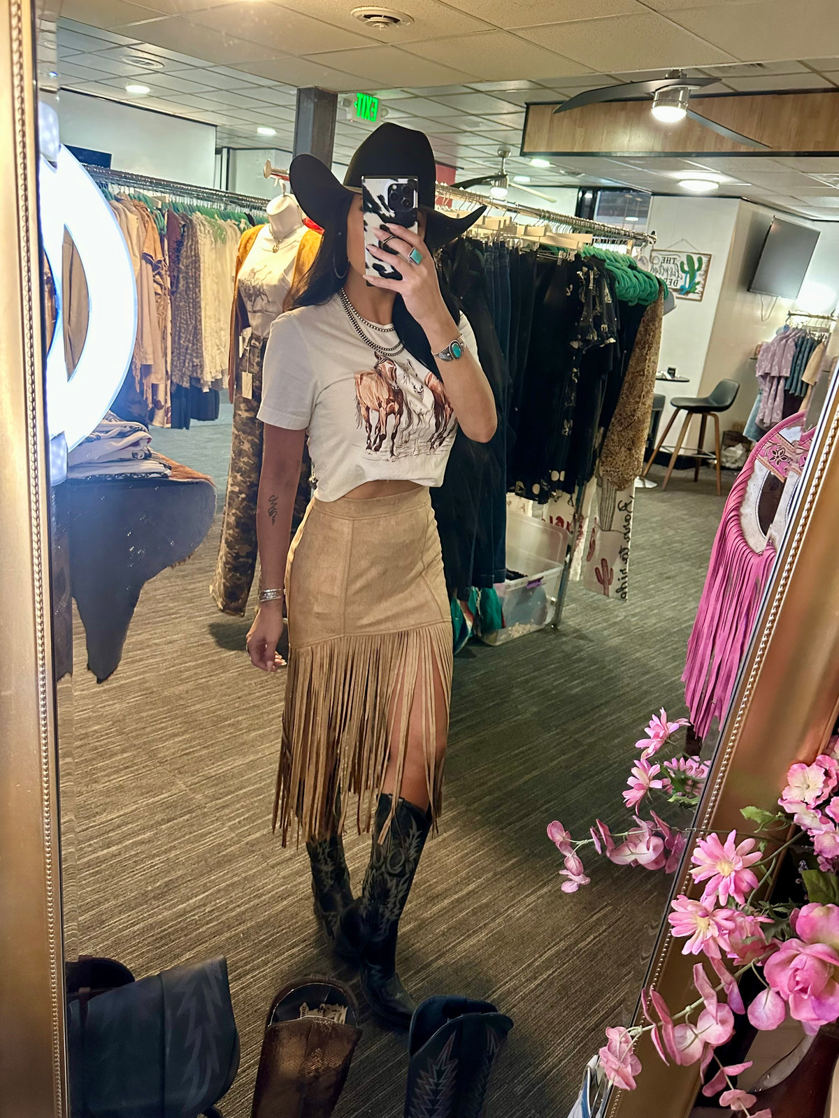 Sheridan Fringe Skirt - Tan