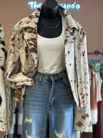 Cowhide Fringe Moto Jacket #7 - XL