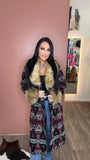 Classy Cowgirl Aztec Faux Fur Coat