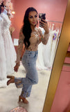 Cowgirl Embroidered Cuff Denim