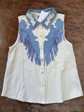 Ella Collared Fringe Western Tank