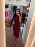 Burgundy Ribbed Turtle Neck Dress