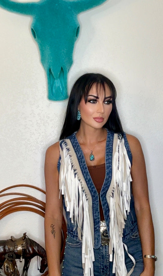 Cowgirl Annie Denim Fringe Vest