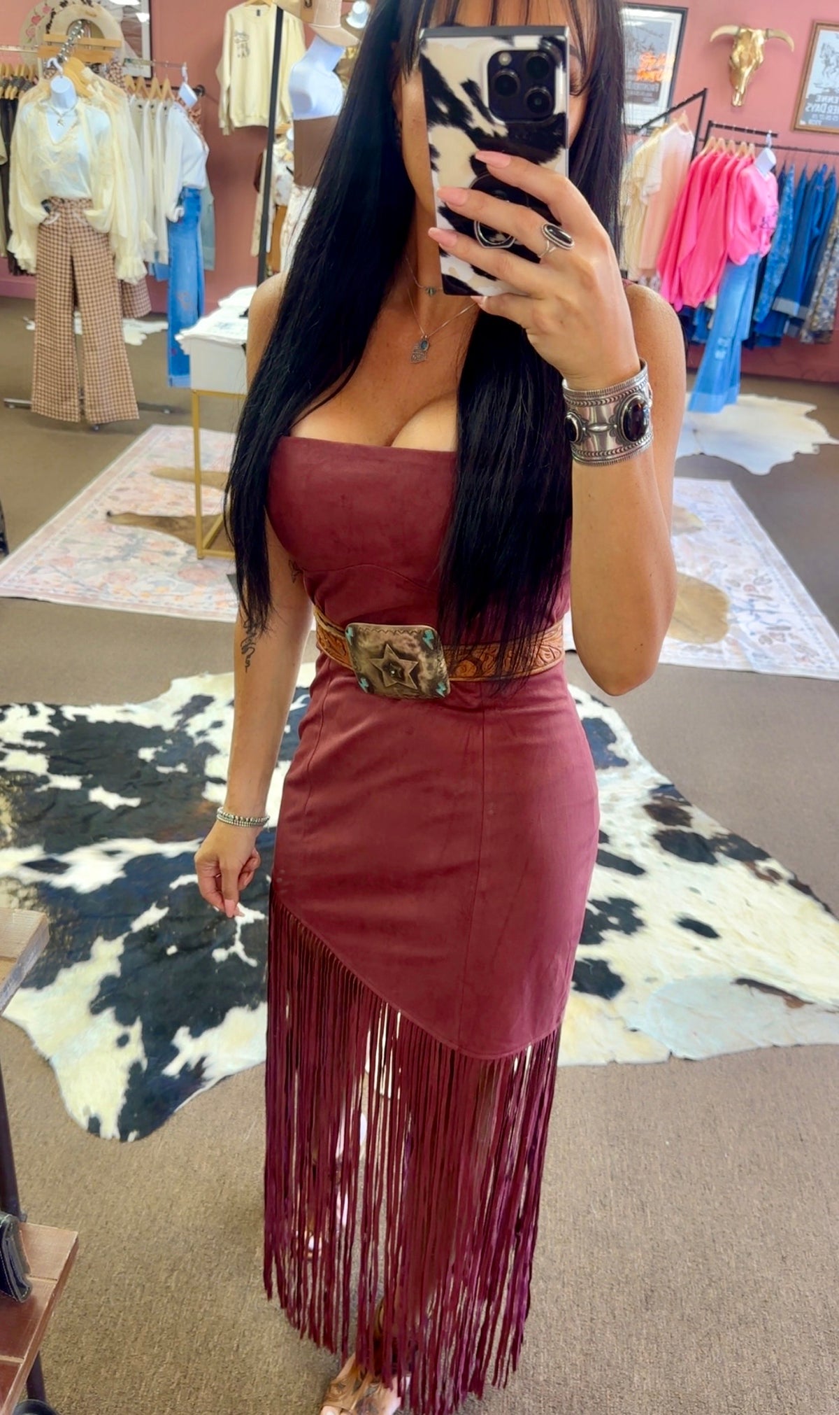 Midnight Rodeo Suede Fringe Dress