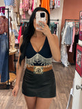 Abilene Rhinestone Fringe Crop Top