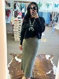 Bisbee High Waist Army Green Skirt