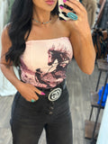 Cowboy Print Tube Top