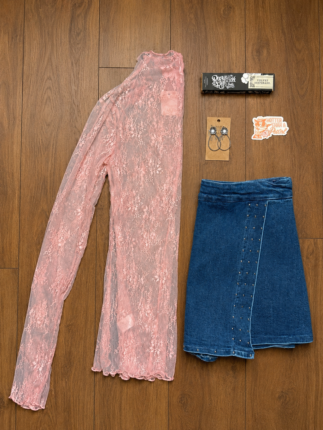Molly Mesh Lace Long Sleeve - Dusty Pink