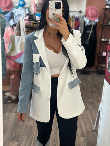 Lucky Cowgirl Denim Color Block Blazer