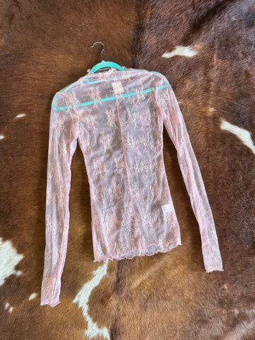 Molly Mesh Lace Long Sleeve - Pink