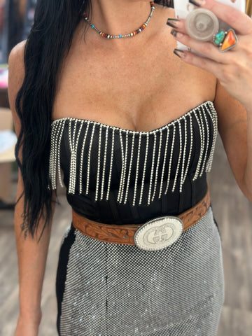 Payson Rhinestone Fringe Tube Top