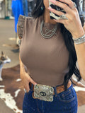 Fiona Ruffle Tank Top - Mocha