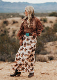 Cream Rodeo Print Maxi Skirt