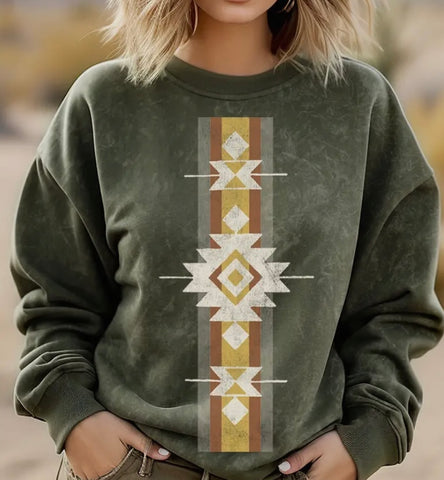 Autumn Aztec Sweatshirt - Dark Green