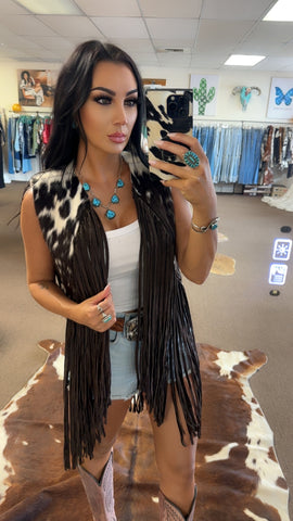 Waterfall Cowhide Fringe Vest