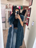 Dominique Faux Fur Vest - Blue