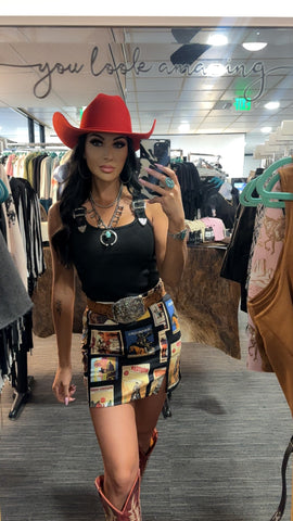 Vintage Cowboy Stamp Skort