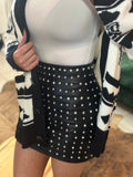 Jackpot Rhinestone Faux Leather Skirt