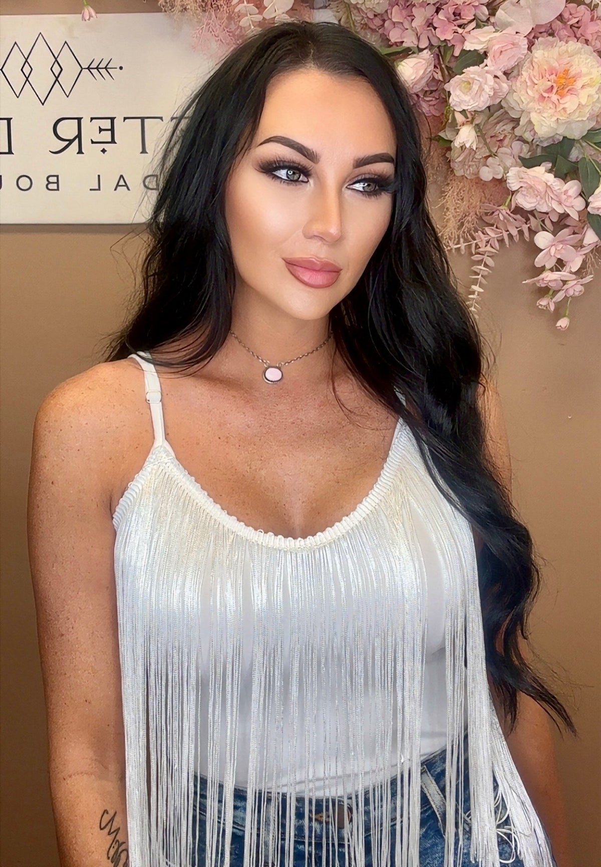 Boho Cowgirl Fringe Tank - White