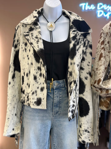 Cowhide Fringe Moto Jacket #4 - LARGE
