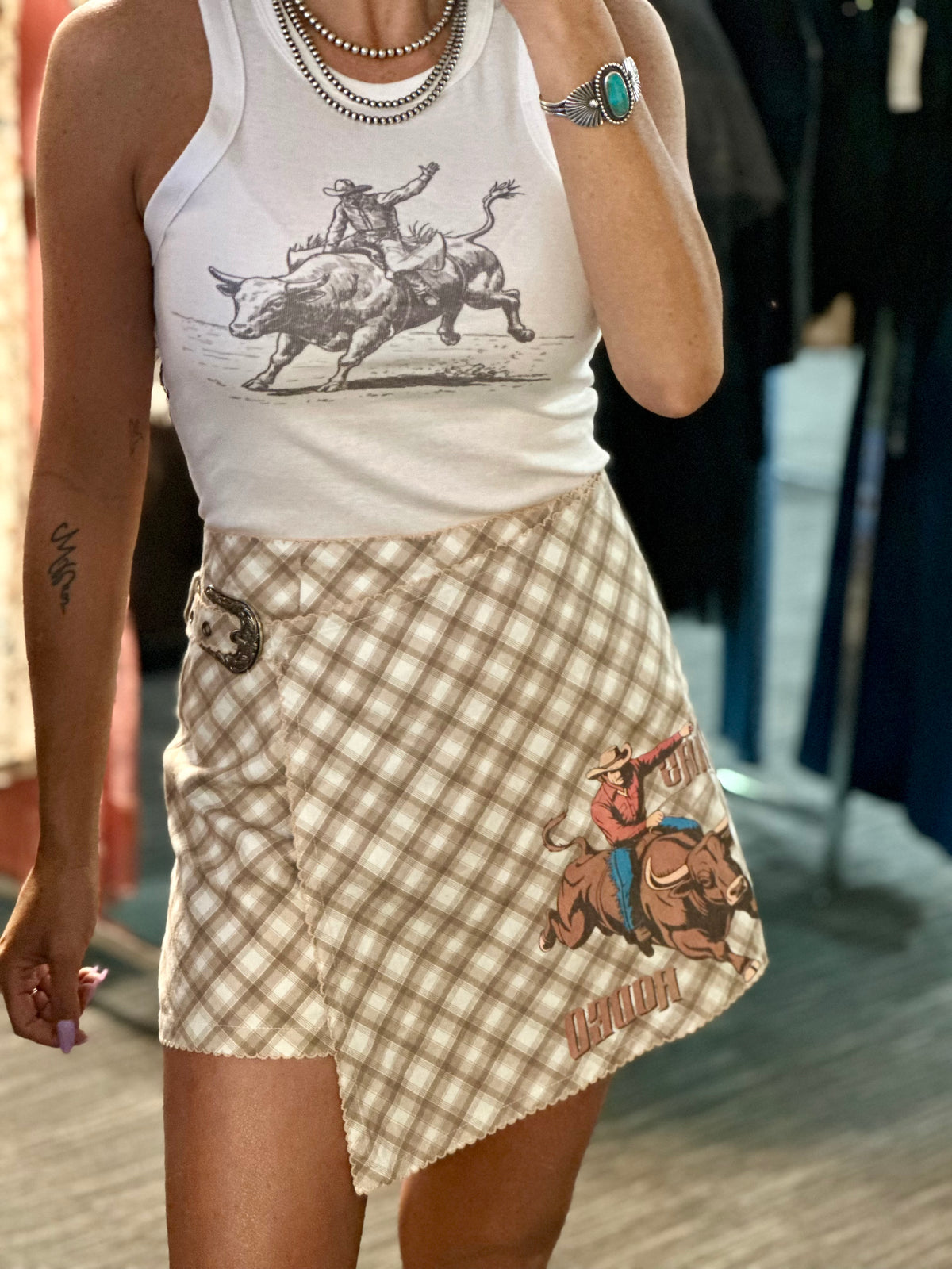 Rodeo Plaid Wrap Skort