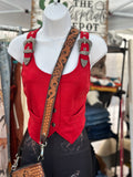 Jolene Suede Buckle Vest - Red