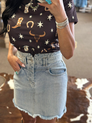 KanCan Cowgirl Shelby Denim Skirt
