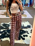 Western Plaid Gingham Dress Pants