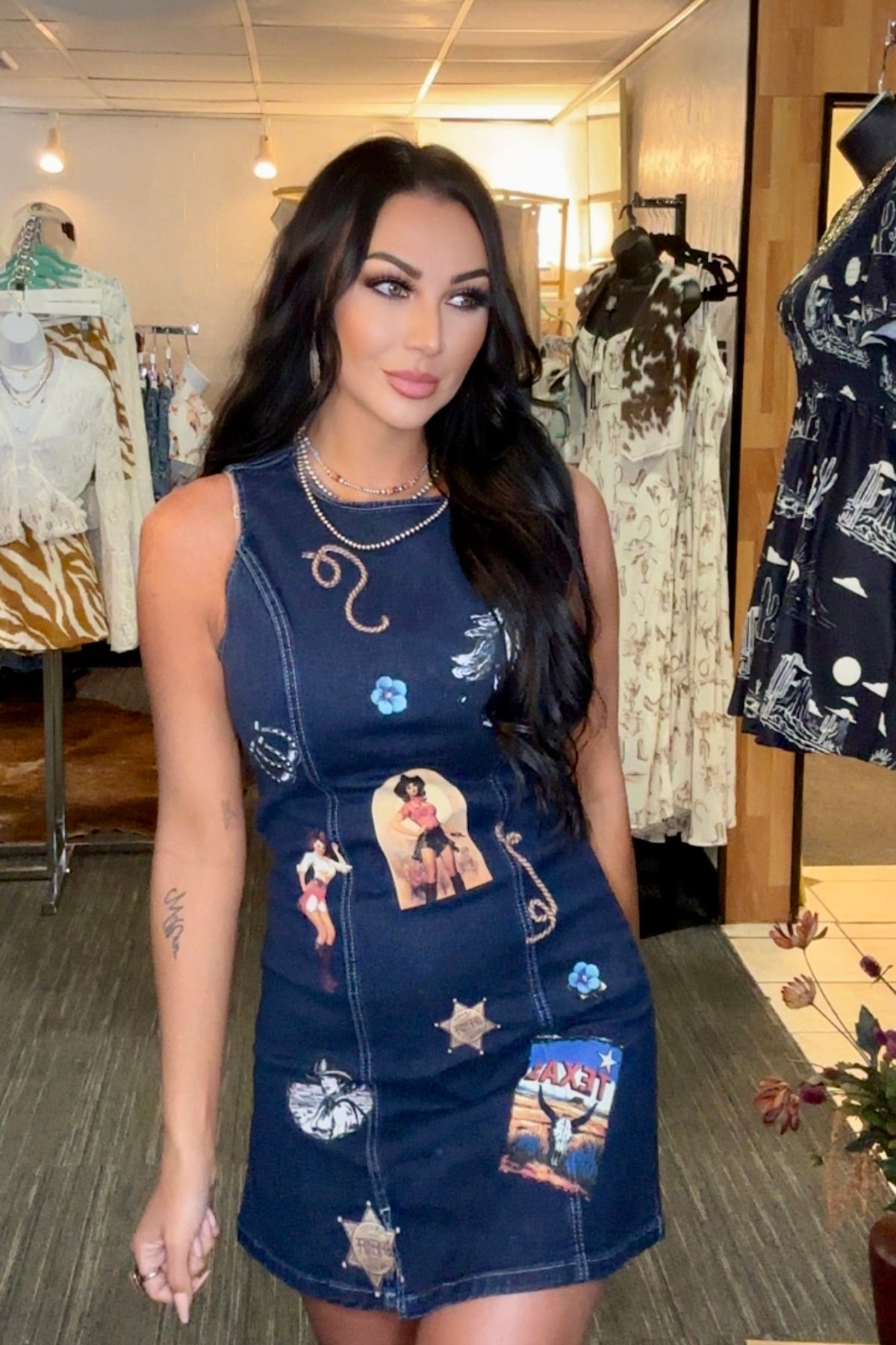 Retro Cowgirl Denim Dress LARGE