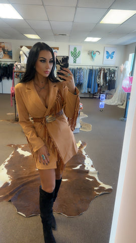 High Desert Honey Fringe Blazer