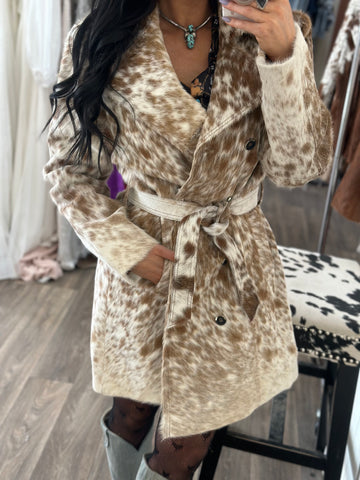 Jaxnhull Cowhide Midi Trench Coat - XL