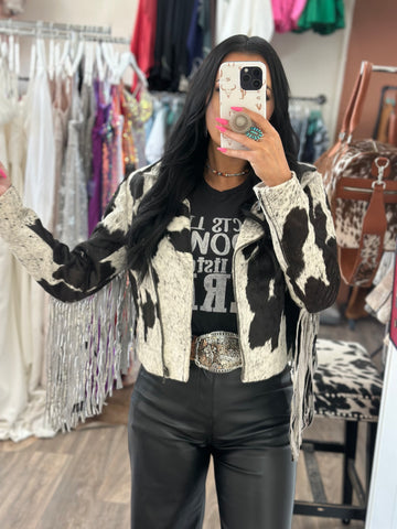 #11 Jaxnhull Cowhide Moto W/ Fringe - Small