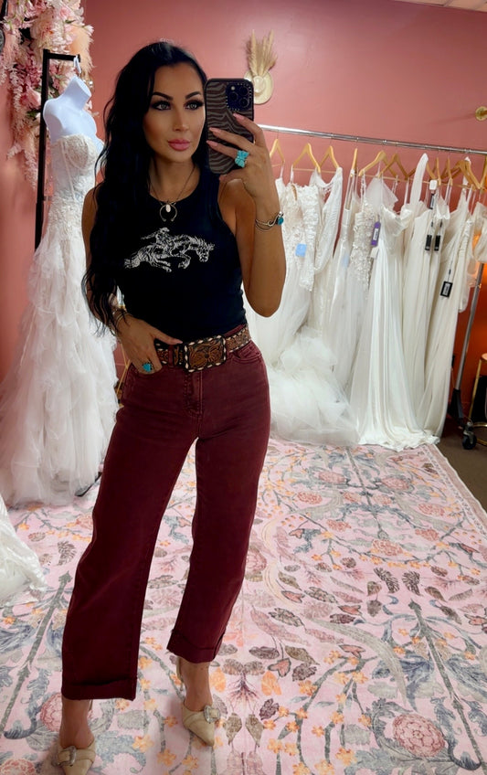 Wine Me Up Cuffed Denim