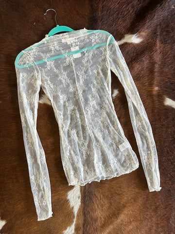 Molly Mesh Lace Long Sleeve - Cream