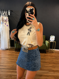 Western Motif Embroidered Sleeveless Top