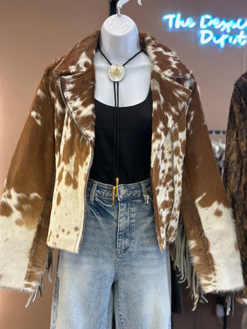 Cowhide Fringe Moto Jacket #5 - LARGE