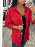 Red Distressed Shacket