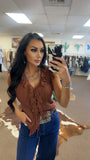 Mia Ribbed Ruffle Tie Tank Top