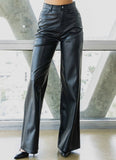 Blazi Faux Leather Wide Leg Pant - Black