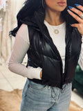 Lucy Faux Leather Vest - Black