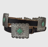 Western Rectangle Concho Belt w/ Leather