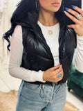 Lucy Faux Leather Vest - Black