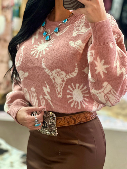 Pink Desert Dreams Sweater