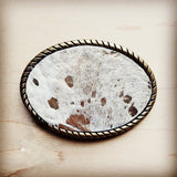 Rope Edge Gold Metallic Hair on Hide Leather Belt Buckle 902b