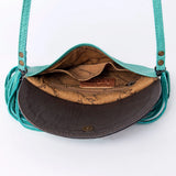 Fringe Floral Leather Crossbody Purse