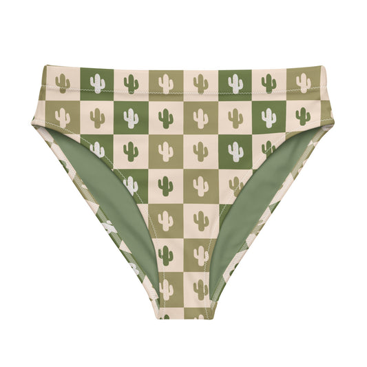 Desert Grid high-waisted bikini bottom